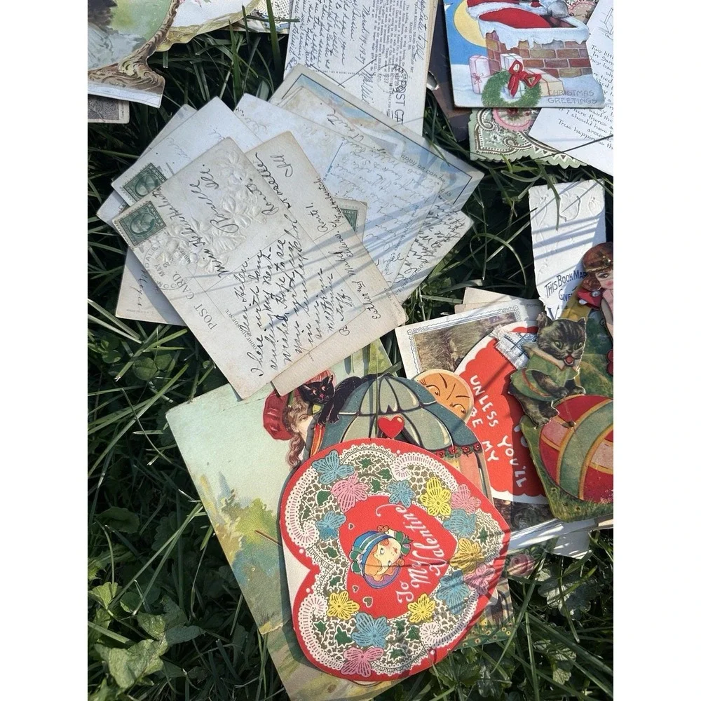 Vintage Antique Letters Valentines Postcards Mail - 1900s-1940s - LETTERS BUNDLE